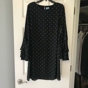 Bell-Sleeved Polka Dot Dress